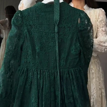 ⏳ Limited: 47% Rabatt! 👗 Elegantes Stickkleid für Damen – schlankmachend, Lampionärmel, A-Linie