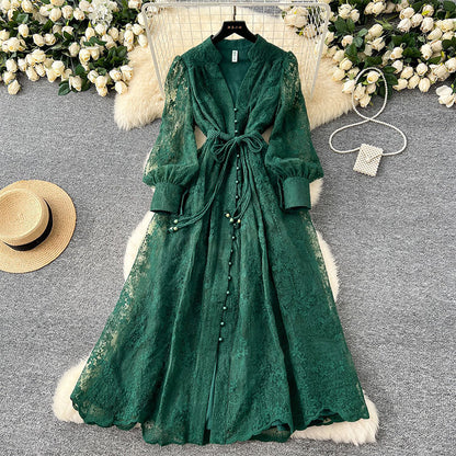 ⏳ Limited: 47% Rabatt! 👗 Elegantes Stickkleid für Damen – schlankmachend, Lampionärmel, A-Linie