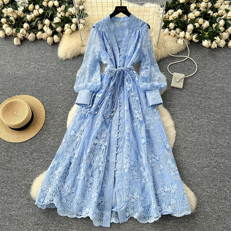 ⏳ Limited: 47% Rabatt! 👗 Elegantes Stickkleid für Damen – schlankmachend, Lampionärmel, A-Linie
