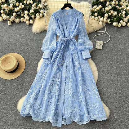 ⏳ Limited: 47% Rabatt! 👗 Elegantes Stickkleid für Damen – schlankmachend, Lampionärmel, A-Linie