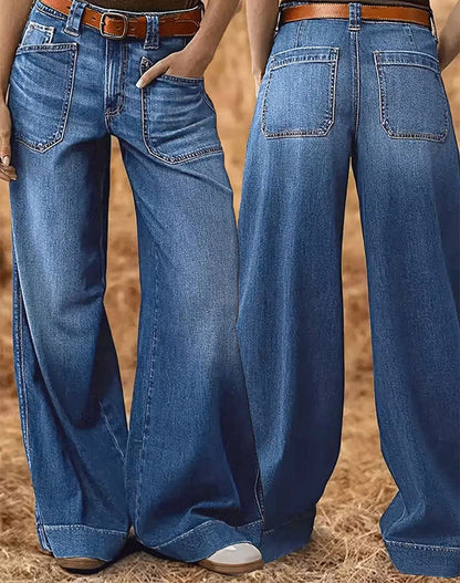 🔥Solange der Vorrat reicht 50 % Rabatt!🎉Damenjeans mit hoher Taille und weitem Bein