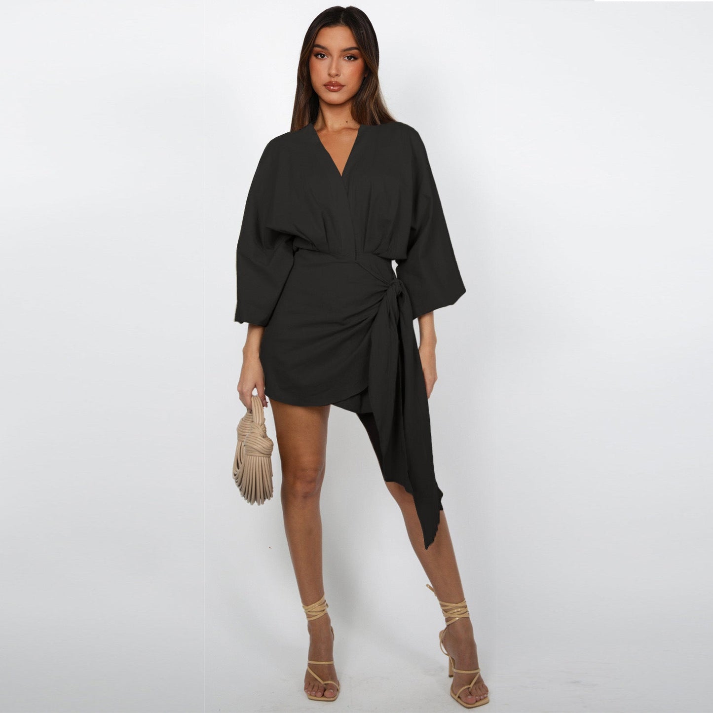 💃 Verkaufsschlager 2026｜V-Neck-Wrap-Kleid – Taillenbetonend & Dekolleté-schmeichelnd｜4 Farben