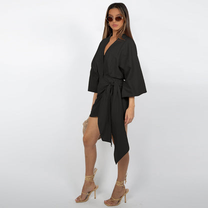 💃 Verkaufsschlager 2026｜V-Neck-Wrap-Kleid – Taillenbetonend & Dekolleté-schmeichelnd｜4 Farben