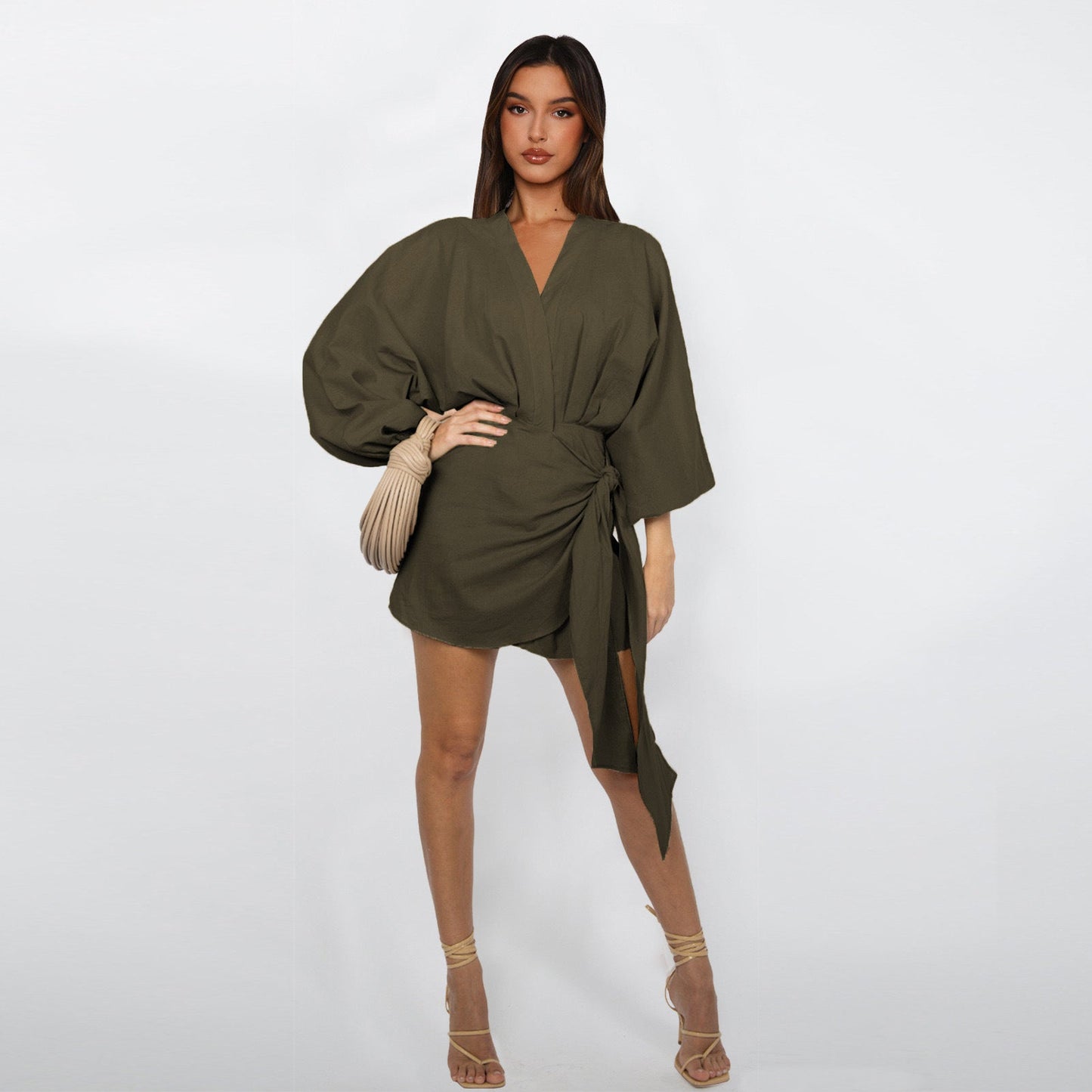 💃 Verkaufsschlager 2026｜V-Neck-Wrap-Kleid – Taillenbetonend & Dekolleté-schmeichelnd｜4 Farben