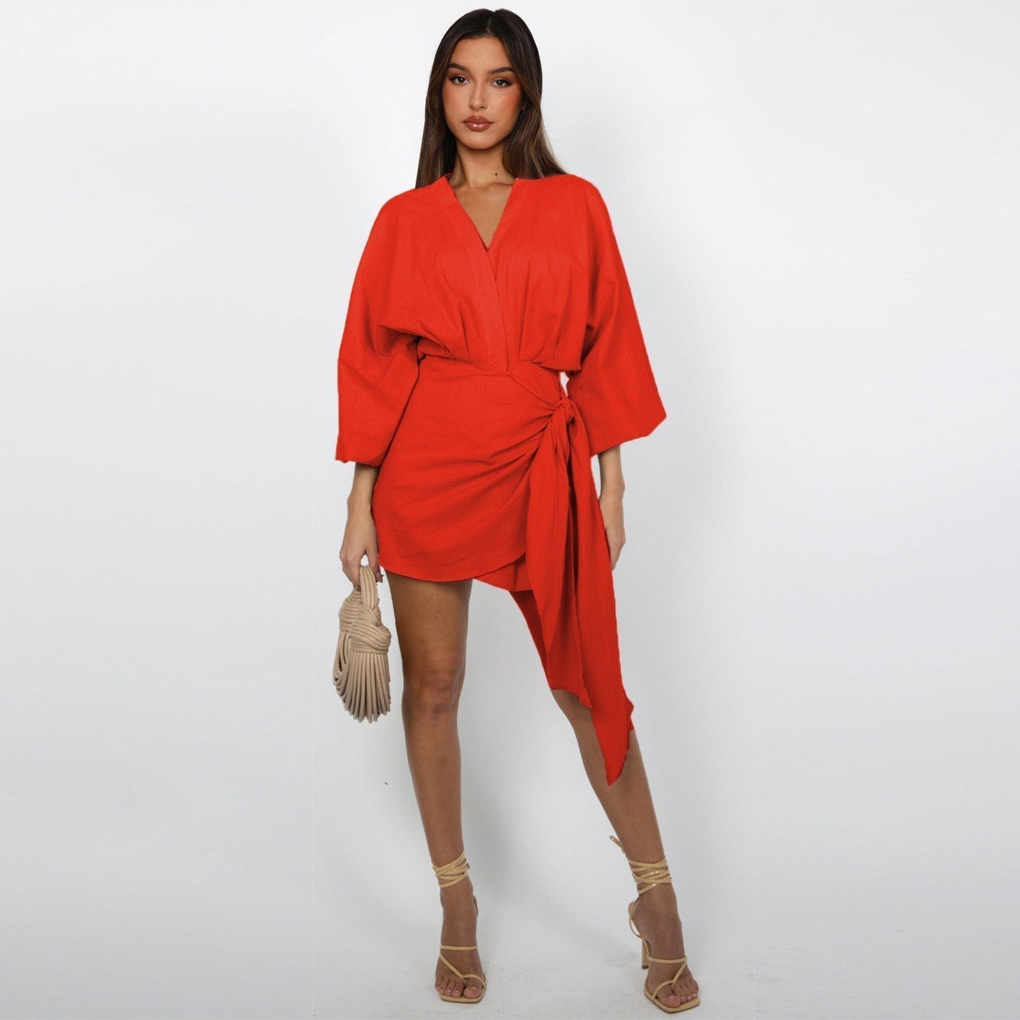 💃 Verkaufsschlager 2026｜V-Neck-Wrap-Kleid – Taillenbetonend & Dekolleté-schmeichelnd｜4 Farben