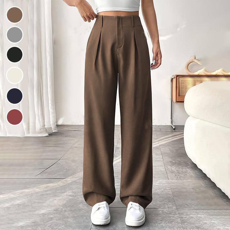 Damen Hose mit hoher Taille – weite Beinform, atmungsaktiver Stoff, figurschmeichelnd – ideal für Büro & Freizeit 👖✨