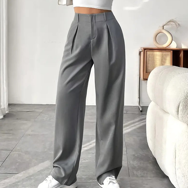 Damen Hose mit hoher Taille – weite Beinform, atmungsaktiver Stoff, figurschmeichelnd – ideal für Büro & Freizeit 👖✨