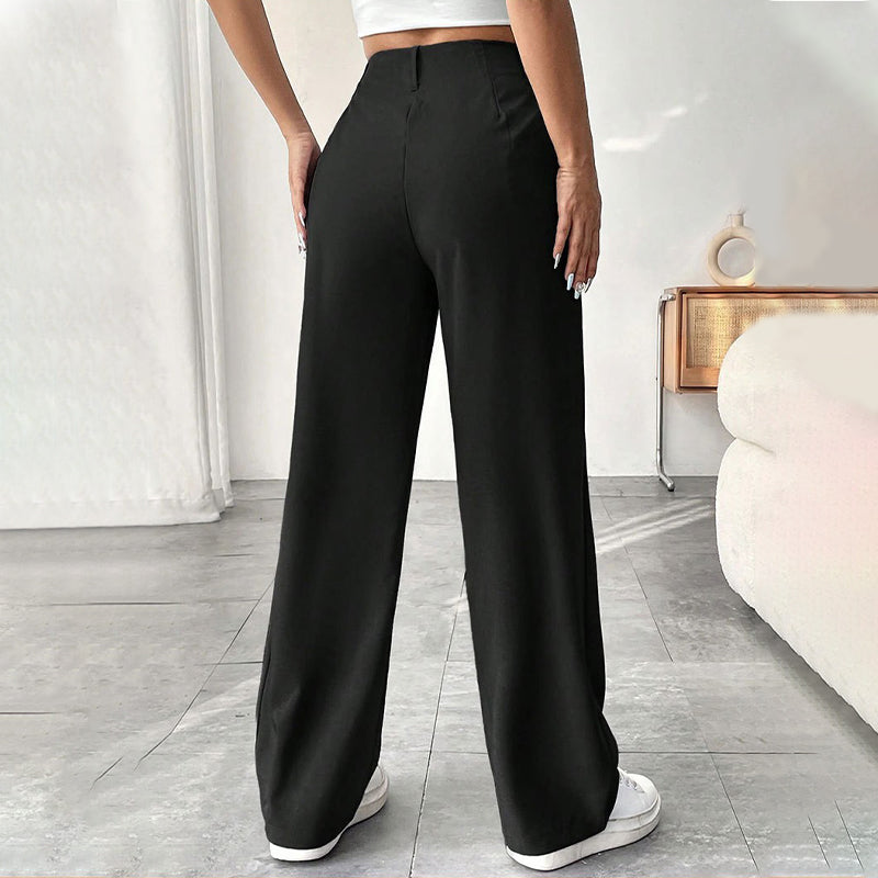 Damen Hose mit hoher Taille – weite Beinform, atmungsaktiver Stoff, figurschmeichelnd – ideal für Büro & Freizeit 👖✨