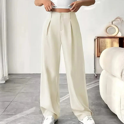 Damen Hose mit hoher Taille – weite Beinform, atmungsaktiver Stoff, figurschmeichelnd – ideal für Büro & Freizeit 👖✨