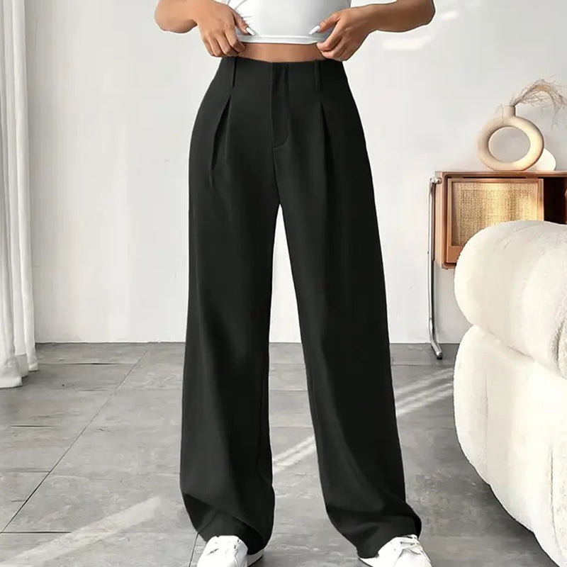 Damen Hose mit hoher Taille – weite Beinform, atmungsaktiver Stoff, figurschmeichelnd – ideal für Büro & Freizeit 👖✨