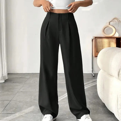 Damen Hose mit hoher Taille – weite Beinform, atmungsaktiver Stoff, figurschmeichelnd – ideal für Büro & Freizeit 👖✨