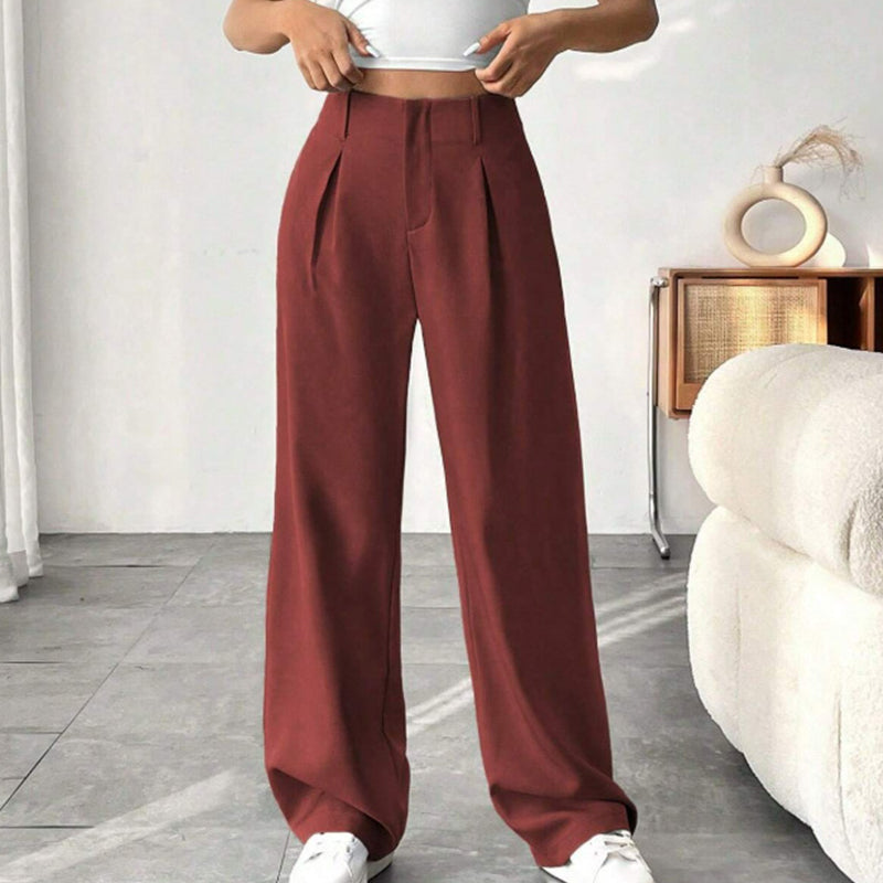 Damen Hose mit hoher Taille – weite Beinform, atmungsaktiver Stoff, figurschmeichelnd – ideal für Büro & Freizeit 👖✨