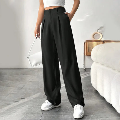 Damen Hose mit hoher Taille – weite Beinform, atmungsaktiver Stoff, figurschmeichelnd – ideal für Büro & Freizeit 👖✨