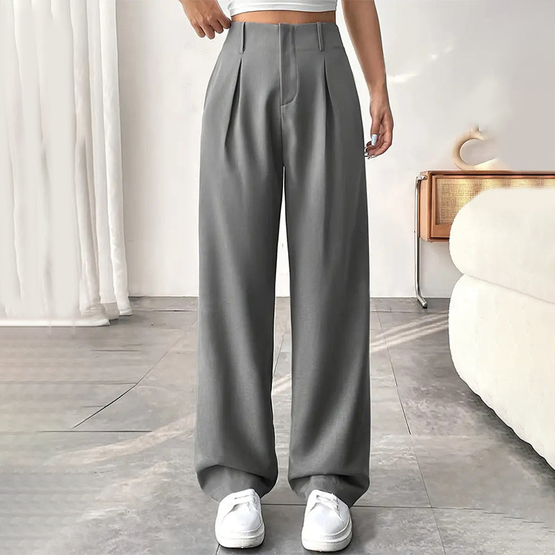 Damen Hose mit hoher Taille – weite Beinform, atmungsaktiver Stoff, figurschmeichelnd – ideal für Büro & Freizeit 👖✨