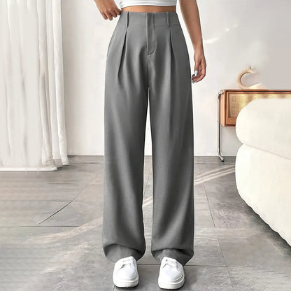 Damen Hose mit hoher Taille – weite Beinform, atmungsaktiver Stoff, figurschmeichelnd – ideal für Büro & Freizeit 👖✨