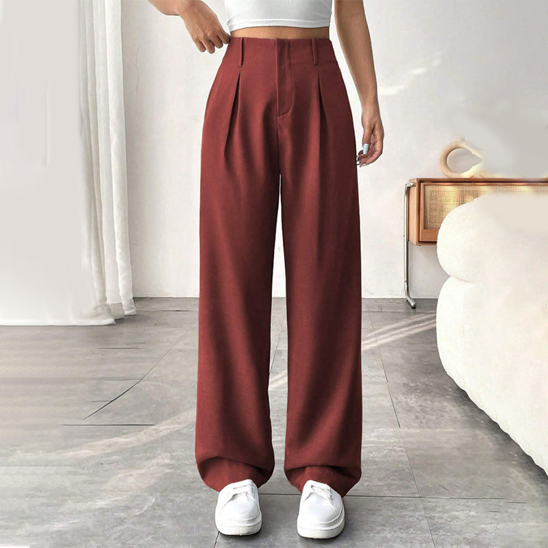Damen Hose mit hoher Taille – weite Beinform, atmungsaktiver Stoff, figurschmeichelnd – ideal für Büro & Freizeit 👖✨