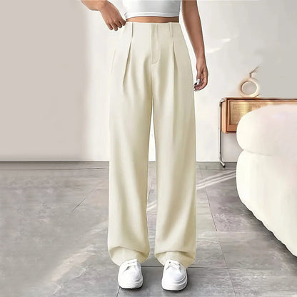 Damen Hose mit hoher Taille – weite Beinform, atmungsaktiver Stoff, figurschmeichelnd – ideal für Büro & Freizeit 👖✨