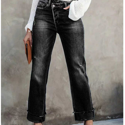 👖 48% RABATT! 🔥 Damenjeans mit Hoher Taille & Geradem Bein aus Stretchmaterial – Figurbetont, Bequem & Vielseitiger Alltagslook 💙