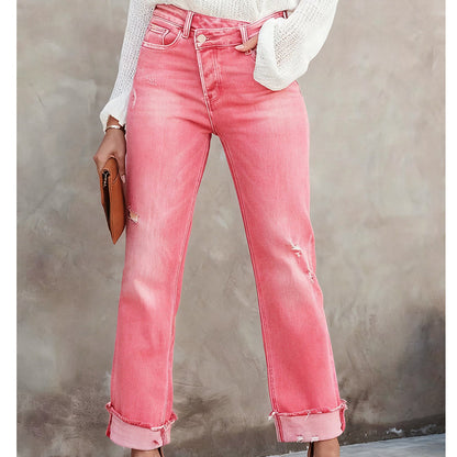 👖 48% RABATT! 🔥 Damenjeans mit Hoher Taille & Geradem Bein aus Stretchmaterial – Figurbetont, Bequem & Vielseitiger Alltagslook 💙