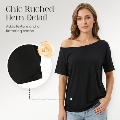 🔥✨ Neu 2026 👚Damen Set – Lockeres Schulter-T-Shirt mit kurzen Ärmeln💖| Kombiniert mit einem zarten Collier