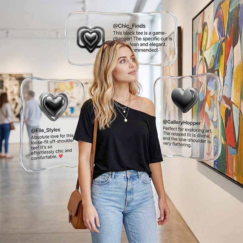 🔥✨ Neu 2026 👚Damen Set – Lockeres Schulter-T-Shirt mit kurzen Ärmeln💖| Kombiniert mit einem zarten Collier