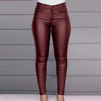 🌞Frühlingserwachen: 50% Rabatt!✨Damen Hochtaillierte PU-Skinny-Hose – Figurschmeichelnd, Vielseitig & Pflegeleicht