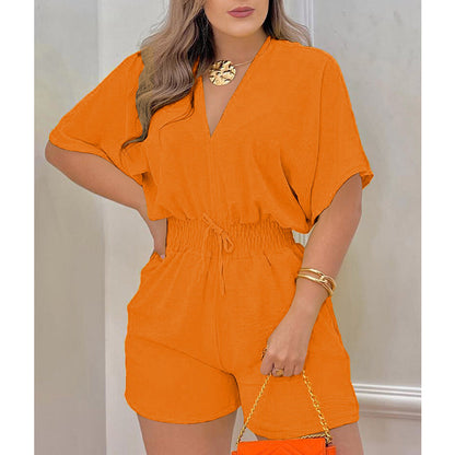 🎉 53% Rabatt! V-Ausschnitt Taillierter Overall – Locker & luftig | 9 Farben verfügbar 🌈