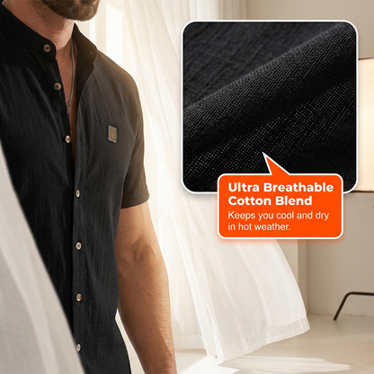 👔 LIMITIERTES ANGEBOT: 56% RABATT! ☀️ Stehkragen-Kurzarmhemd für Herren – Atmungsaktiv, Lockere Passform & Vielseitig ✨