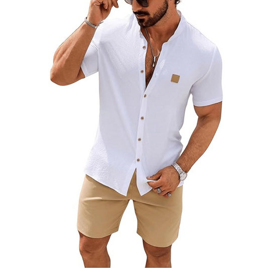 👔 LIMITIERTES ANGEBOT: 56% RABATT! ☀️ Stehkragen-Kurzarmhemd für Herren – Atmungsaktiv, Lockere Passform & Vielseitig ✨