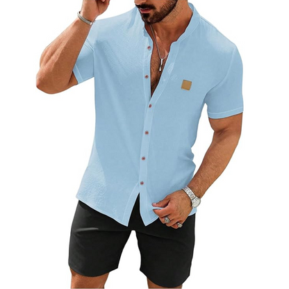 👔 LIMITIERTES ANGEBOT: 56% RABATT! ☀️ Stehkragen-Kurzarmhemd für Herren – Atmungsaktiv, Lockere Passform & Vielseitig ✨