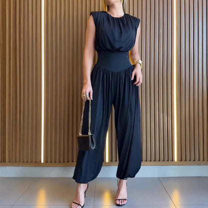 💪🔥 Mühelos powerful | Einteiliger eleganter Jumpsuit – gepolsterte Schultern + hoher Schlitz ✨ | Modern & sophisticated