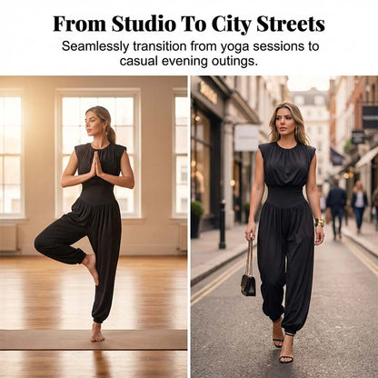 💪🔥 Mühelos powerful | Einteiliger eleganter Jumpsuit – gepolsterte Schultern + hoher Schlitz ✨ | Modern & sophisticated