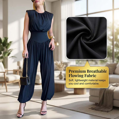 💪🔥 Mühelos powerful | Einteiliger eleganter Jumpsuit – gepolsterte Schultern + hoher Schlitz ✨ | Modern & sophisticated