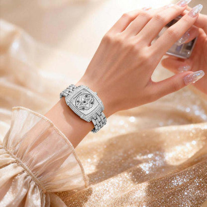 💎 Heißer Verkauf – 50 % Rabatt！！💎Damenarmbanduhr aus Quarz mit Strassbesatz