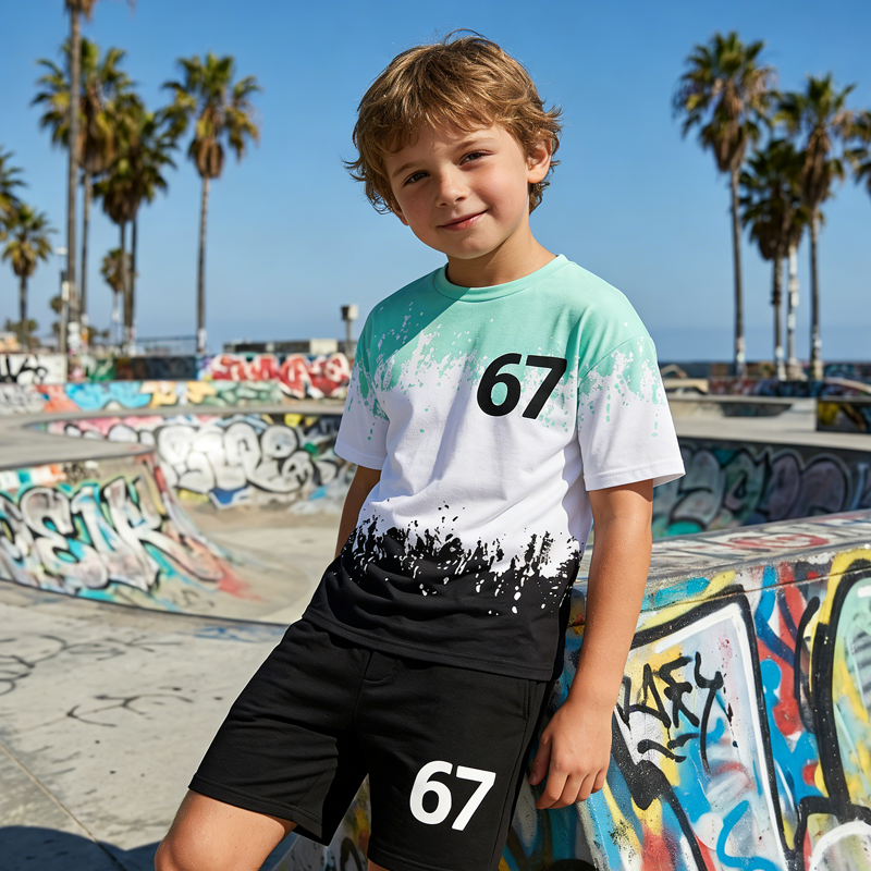 ⏳ 50% RABATT! 💥 3D-Print T-Shirt & Shorts Set für Jungen – Atmungsaktiv, Knallige Drucke & Robuster Komfort