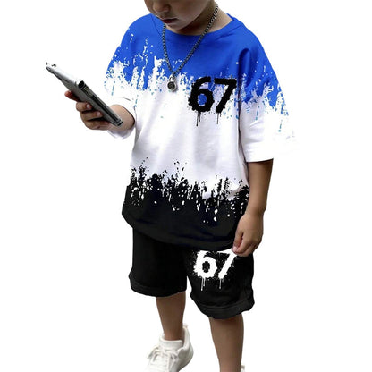 ⏳ 50% RABATT! 💥 3D-Print T-Shirt & Shorts Set für Jungen – Atmungsaktiv, Knallige Drucke & Robuster Komfort