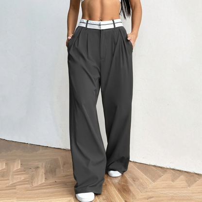 🔥 2026er Designer-Modell! Damen weite Anzughose – mit farbigem Kontrastgürtel | Leichter, fließender Stoff | Tragbar das ganze Jahr über ✨