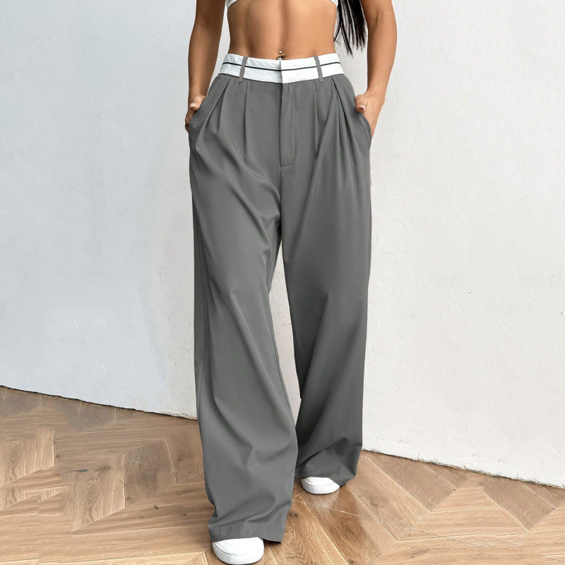🔥 2026er Designer-Modell! Damen weite Anzughose – mit farbigem Kontrastgürtel | Leichter, fließender Stoff | Tragbar das ganze Jahr über ✨