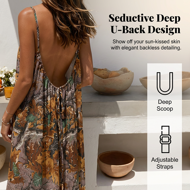 Sommerliches, rückenfreies Maxikleid mit Spaghettiträgern für Damen