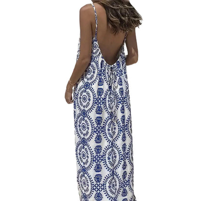 Sommerliches, rückenfreies Maxikleid mit Spaghettiträgern für Damen