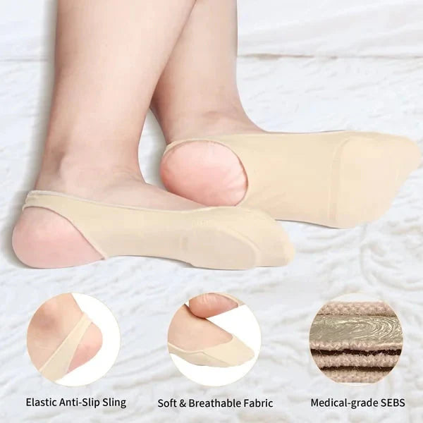 Nur 2,30€ pro Paar! 🧦 Silikon-Antirutschsocken – Vorfußpolsterung 🦶, ideal für Schuhe ohne Fersenriemen 👡, unsichtbarer Halt 🔒✨