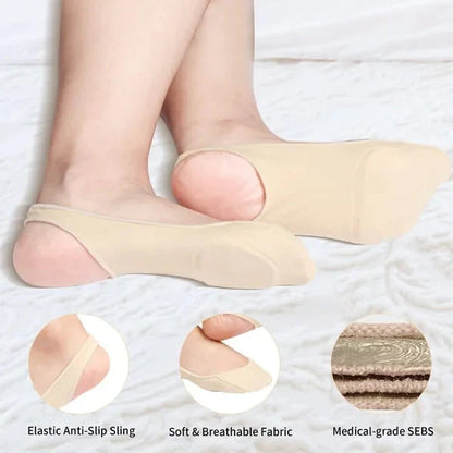 Nur 2,30€ pro Paar! 🧦 Silikon-Antirutschsocken – Vorfußpolsterung 🦶, ideal für Schuhe ohne Fersenriemen 👡, unsichtbarer Halt 🔒✨