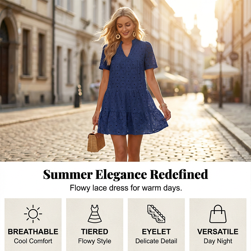 🎨 In neun Farben erhältlich! 🌞 Sommerkleid aus reiner Baumwolle mit eleganter Lochstickerei | Ein Kleid, das du den ganzen Sommer tragen wirst