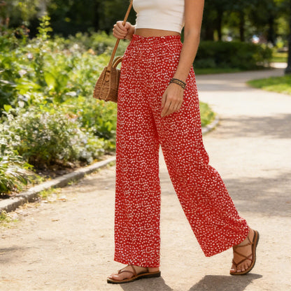 👖⏰ 50% RABATT nur für kurze Zeit! Damen-Hose mit gerafftem Hohem Bund & Weitem Bein – Leicht, vielseitig & eleganter Oversize-Style 🌿