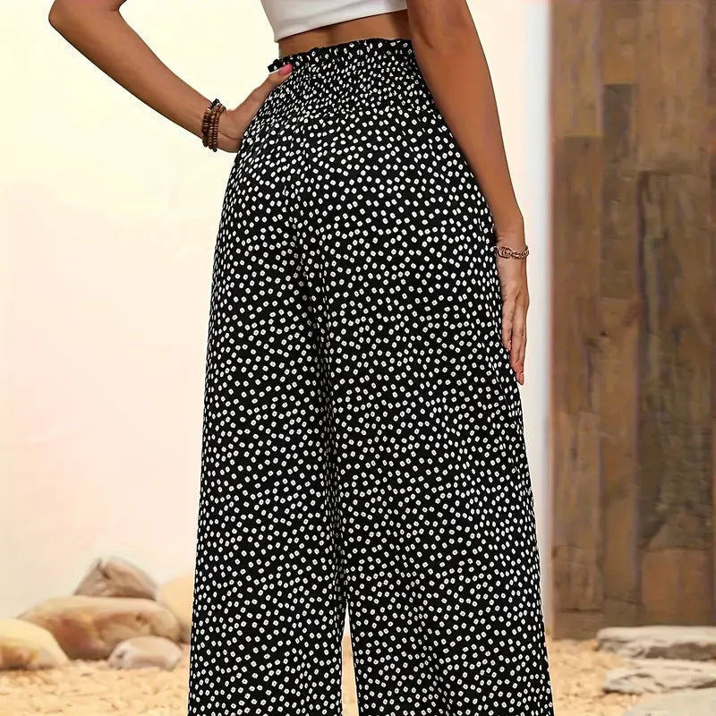👖⏰ 50% RABATT nur für kurze Zeit! Damen-Hose mit gerafftem Hohem Bund & Weitem Bein – Leicht, vielseitig & eleganter Oversize-Style 🌿