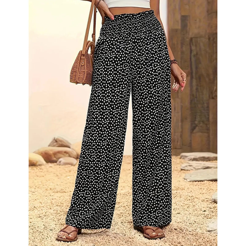 👖⏰ 50% RABATT nur für kurze Zeit! Damen-Hose mit gerafftem Hohem Bund & Weitem Bein – Leicht, vielseitig & eleganter Oversize-Style 🌿