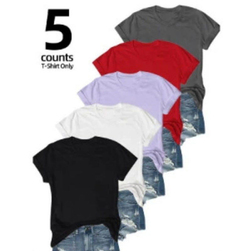💶Nur 6 € pro Stück!!  5er-Pack Unifarbene Basic T-Shirts aus Baumwolle – Vielseitige Klassiker für deinen Kleiderschrank 🧳