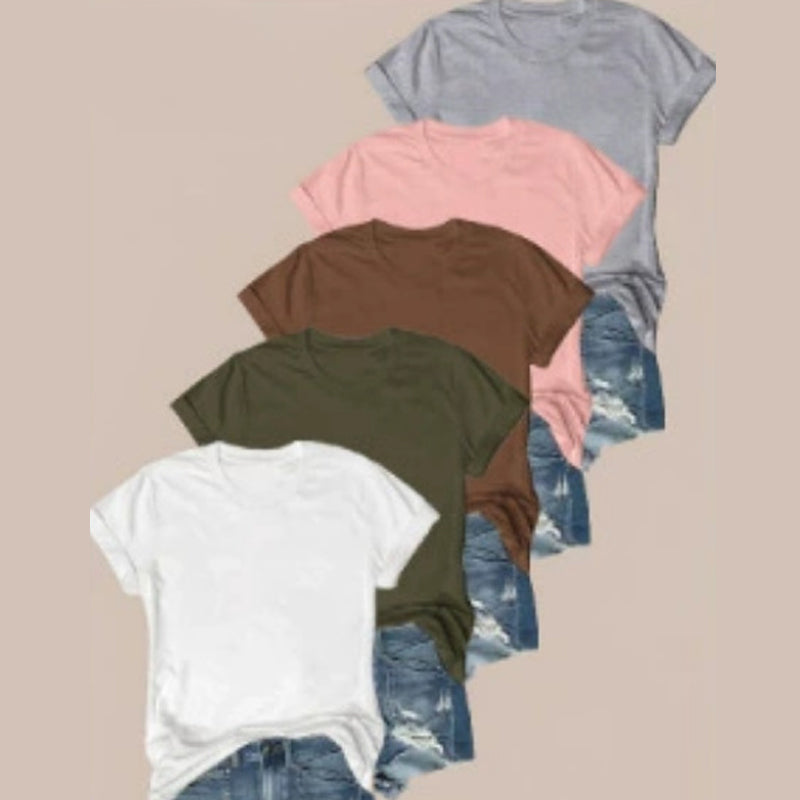 💶Nur 6 € pro Stück!!  5er-Pack Unifarbene Basic T-Shirts aus Baumwolle – Vielseitige Klassiker für deinen Kleiderschrank 🧳
