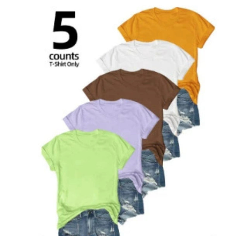 💶Nur 6 € pro Stück!!  5er-Pack Unifarbene Basic T-Shirts aus Baumwolle – Vielseitige Klassiker für deinen Kleiderschrank 🧳