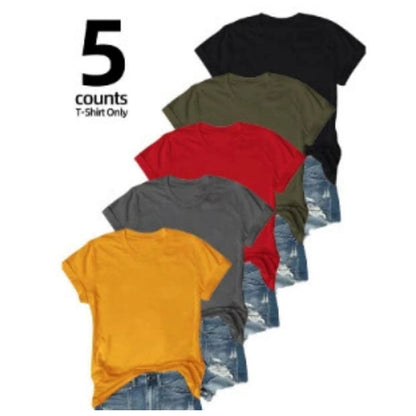 💶Nur 6 € pro Stück!!  5er-Pack Unifarbene Basic T-Shirts aus Baumwolle – Vielseitige Klassiker für deinen Kleiderschrank 🧳